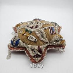 Antique Iroquois 11 NATIVE AMERICAN BEADED STAR PIN CUSHION W US Flags, Eagle