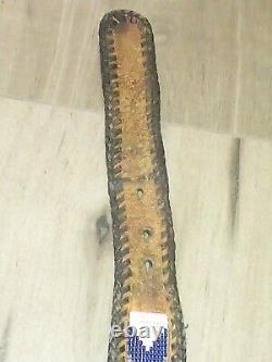 Antique LEATHER HAND BEADED FIREBIRD NATIVE AMERICAN INDIAN BELT & BRASS BUCKLE