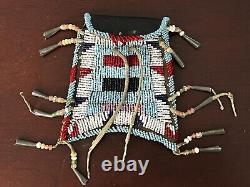 Antique Lakota Indian Native American Beaded strike a light bag pouch leather