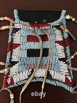 Antique Lakota Indian Native American Beaded strike a light bag pouch leather