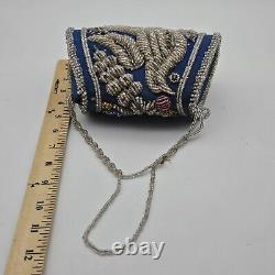 Antique Large Iroquois Native American Beaded Purse Floral, Bird Motif