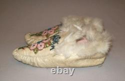 Antique Late 1800's Native American Alaska Beaded Moccasins Eskimo Indian Nice