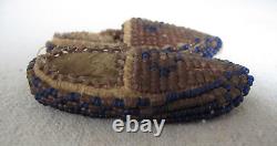 Antique Miniature Beaded on Leather Native American Moccasins 2½ long c. 1910