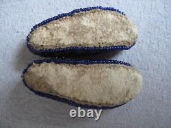 Antique Miniature Beaded on Leather Native American Moccasins 2½ long c. 1910