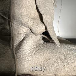 Antique NATIVE AMERICAN BEADED MOCCASINS, MIDCALF HEIGHT, Circa 1940's