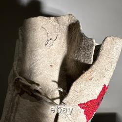 Antique NATIVE AMERICAN BEADED MOCCASINS, MIDCALF HEIGHT, Circa 1940's