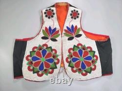 Antique NATIVE AMERICAN CREE BEADED VEST 1910-1920 Very Nice ConditionFlowers