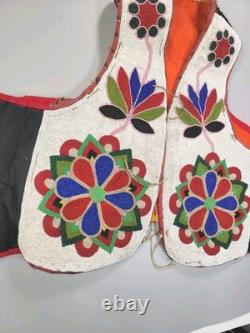 Antique NATIVE AMERICAN CREE BEADED VEST 1910-1920 Very Nice ConditionFlowers