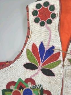 Antique NATIVE AMERICAN CREE BEADED VEST 1910-1920 Very Nice ConditionFlowers