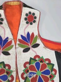 Antique NATIVE AMERICAN CREE BEADED VEST 1910-1920 Very Nice ConditionFlowers
