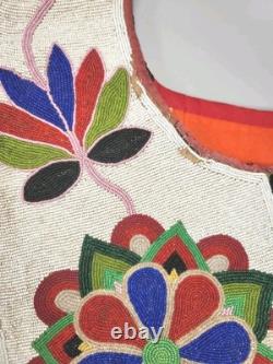 Antique NATIVE AMERICAN CREE BEADED VEST 1910-1920 Very Nice ConditionFlowers