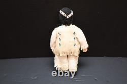 Antique NATIVE AMERICAN SIOUX Indian Beaded Apple head Leather Hide Doll 7 Tall