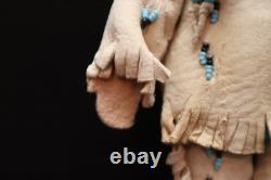 Antique NATIVE AMERICAN SIOUX Indian Beaded Apple head Leather Hide Doll 7 Tall