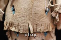 Antique NATIVE AMERICAN SIOUX Indian Beaded Apple head Leather Hide Doll 7 Tall