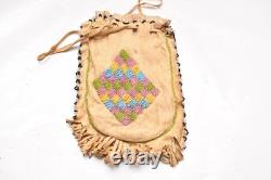 Antique Native American Apache Indian Beaded Leather Hide Pouch Medicine Bag Antique Native American Apache Indian Beaded Leather Hide Pouch Medicine Bag