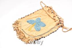 Antique Native American Apache Indian Beaded Leather Hide Pouch Medicine Bag