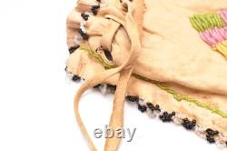 Antique Native American Apache Indian Beaded Leather Hide Pouch Medicine Bag
