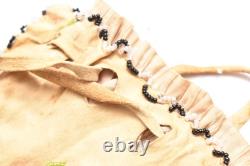 Antique Native American Apache Indian Beaded Leather Hide Pouch Medicine Bag