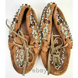 Antique Native American Beaded Adult Moccasins 7.5
