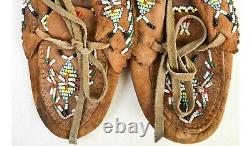 Antique Native American Beaded Adult Moccasins 7.5