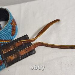 Antique Native American Beaded Belt 35 Hand Sewn leather horse teepee design