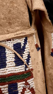 Antique Native American Beaded Cheyenne Moccasins 1900-1910s OLD PARFLESH