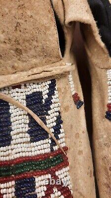 Antique Native American Beaded Cheyenne Moccasins 1900-1910s OLD PARFLESH