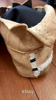 Antique Native American Beaded Cheyenne Moccasins 1900-1910s OLD PARFLESH