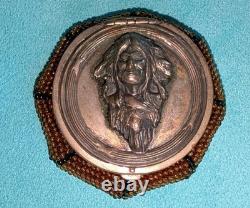 Antique Native American Beaded Coin Purse Bostonia 1903 Silver Plate