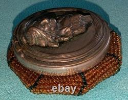 Antique Native American Beaded Coin Purse Bostonia 1903 Silver Plate