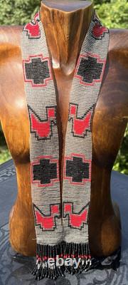 Antique Native American Beaded Collar / Necklace Fine Tiny Glass Bead Work