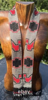Antique Native American Beaded Collar / Necklace Fine Tiny Glass Bead Work