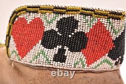 Antique Native American Beaded Cree Moccasins Great Lakes CARD SUIT Pictorial