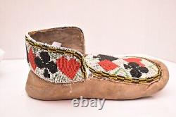 Antique Native American Beaded Cree Moccasins Great Lakes CARD SUIT Pictorial