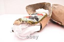 Antique Native American Beaded Cree Moccasins Great Lakes CARD SUIT Pictorial