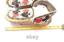 Antique Native American Beaded Cree Moccasins Great Lakes CARD SUIT Pictorial