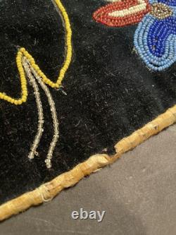 Antique Native American Beaded Flat Great Lakes Chippewa Ojibwe Early 19th C
