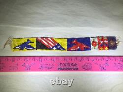 Antique Native American Beaded Headband Hatband Circa 1880 Birds American Flag