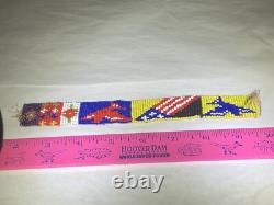 Antique Native American Beaded Headband Hatband Circa 1880 Birds American Flag