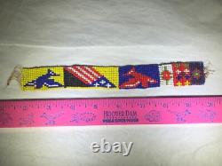 Antique Native American Beaded Headband Hatband Circa 1880 Birds American Flag