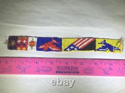 Antique Native American Beaded Headband Hatband Circa 1880 Birds American Flag