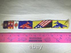 Antique Native American Beaded Headband Hatband Circa 1880 Birds American Flag