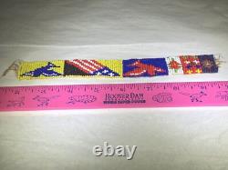 Antique Native American Beaded Headband Hatband Circa 1880 Birds American Flag