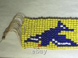 Antique Native American Beaded Headband Hatband Circa 1880 Birds American Flag