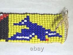 Antique Native American Beaded Headband Hatband Circa 1880 Birds American Flag