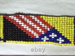 Antique Native American Beaded Headband Hatband Circa 1880 Birds American Flag