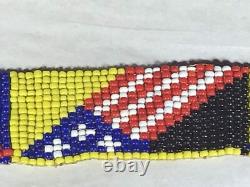 Antique Native American Beaded Headband Hatband Circa 1880 Birds American Flag