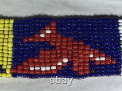 Antique Native American Beaded Headband Hatband Circa 1880 Birds American Flag