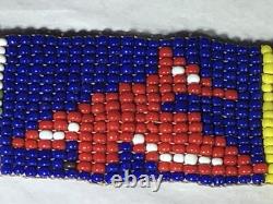 Antique Native American Beaded Headband Hatband Circa 1880 Birds American Flag