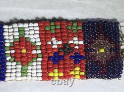 Antique Native American Beaded Headband Hatband Circa 1880 Birds American Flag